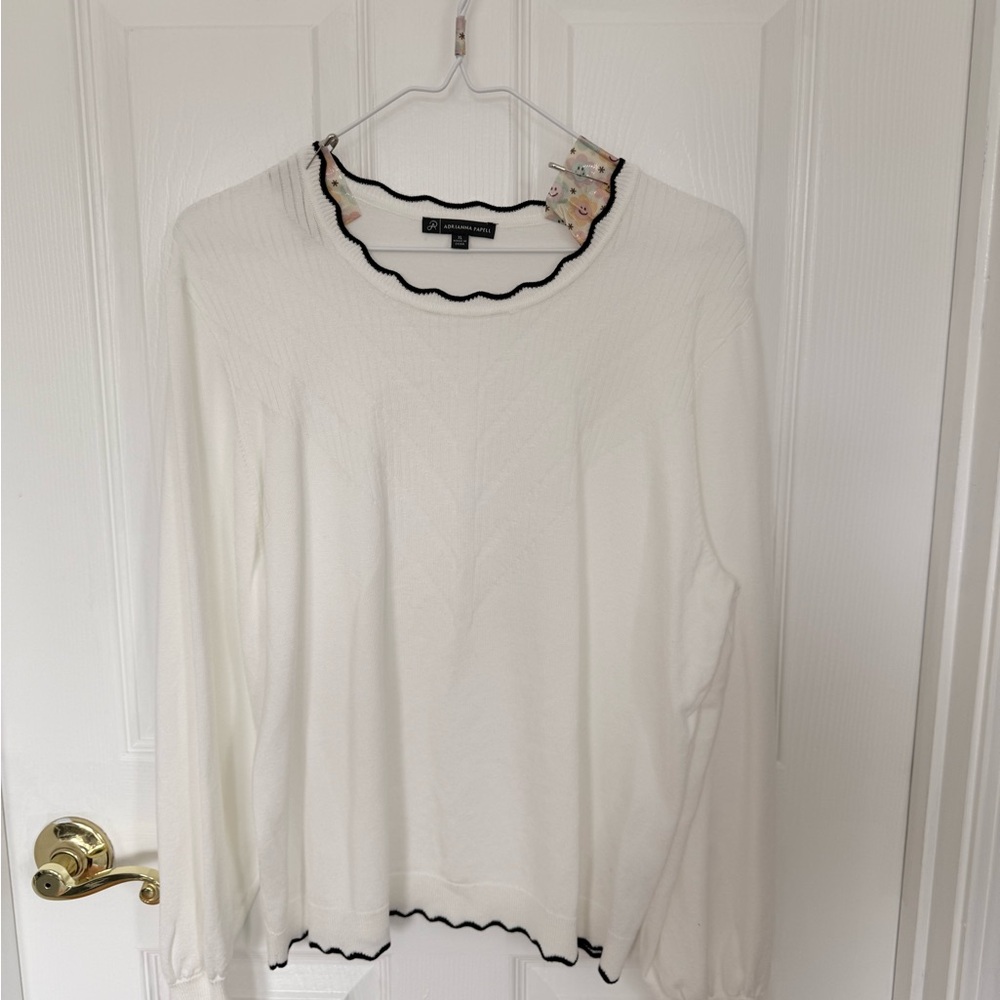Adrianna Papell Cream Blouse with Black Trim
